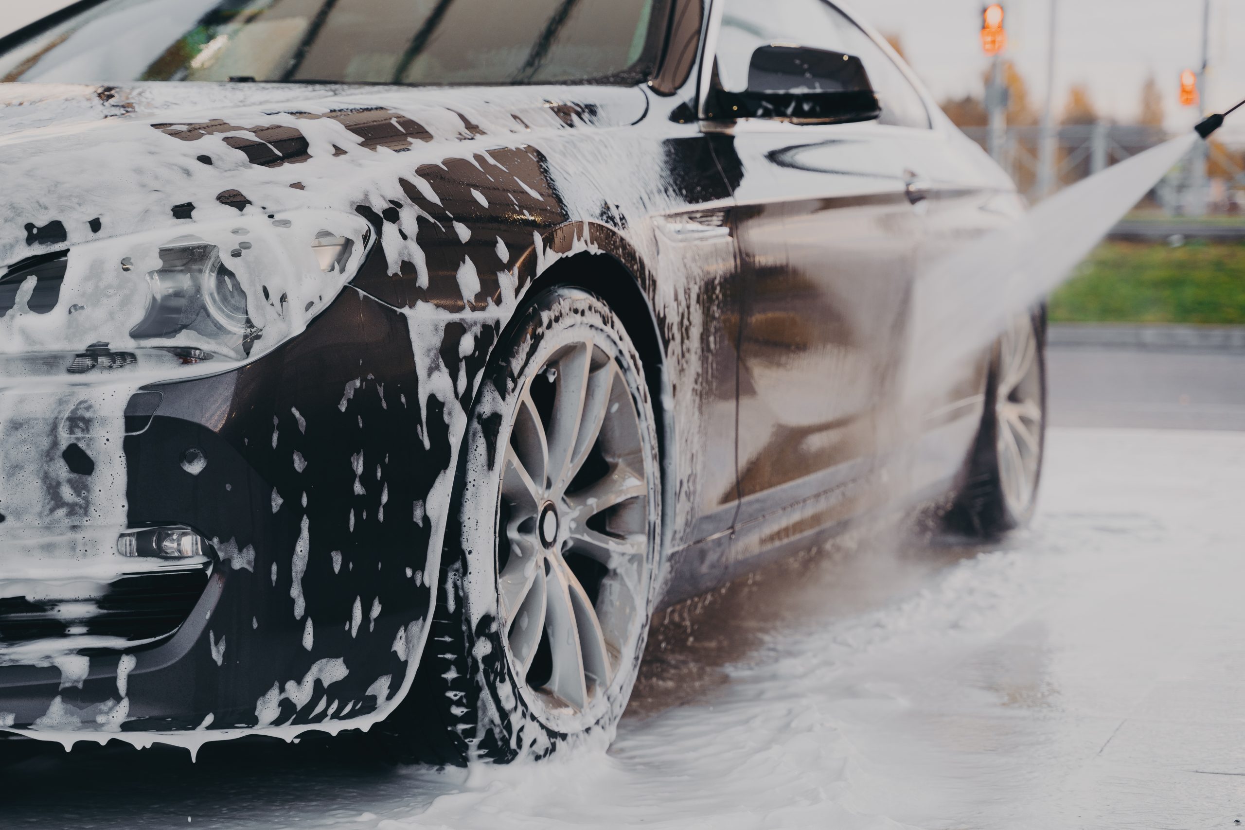 Car being washed and detailed
